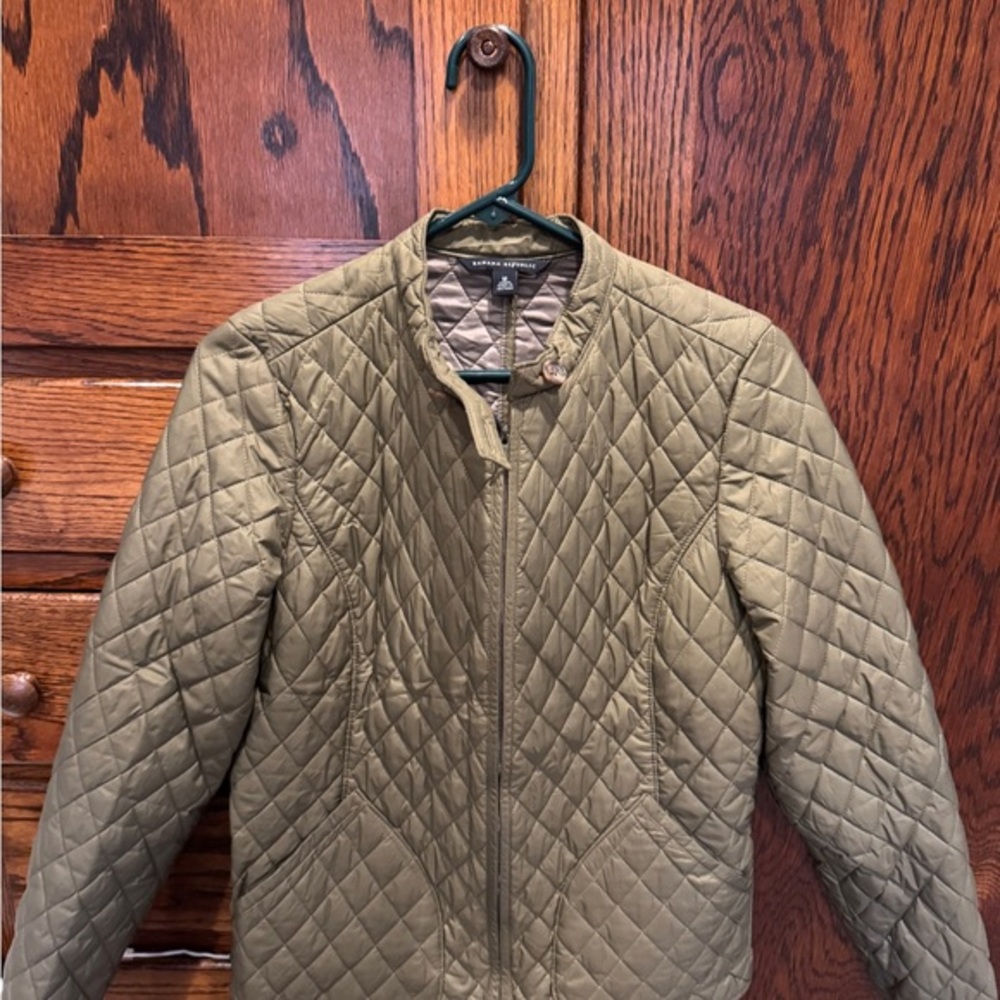 Banana Republic Quilted Jacket Olive Green Size M
